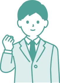 白衣を着た医師姿のスタッフが手を振るイラスト